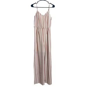 Monteau Striped Jumpsuit Women's‎ Medium V-Neck Sleeveless Casual Summer